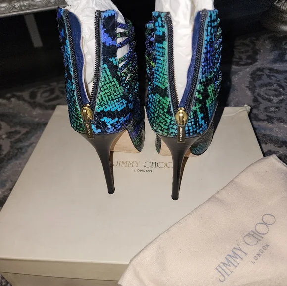 Jimmy Choo Blue and Green Strappy Heels - Picture 3 of 7